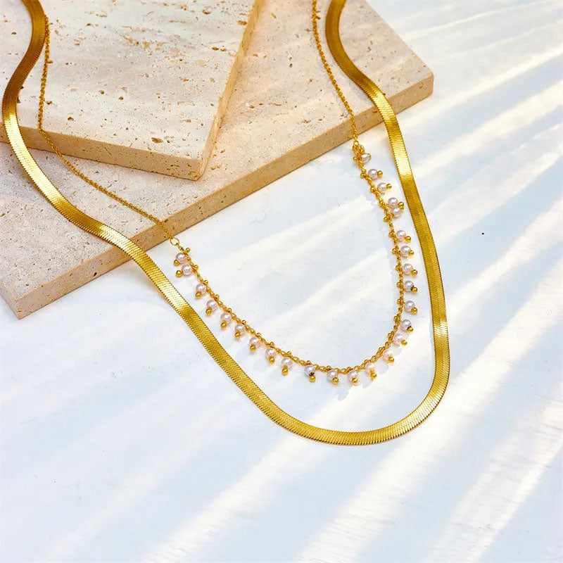 Marizanne | Luxus Schlangen Choker & Perlen Schmuckset 18K Gold