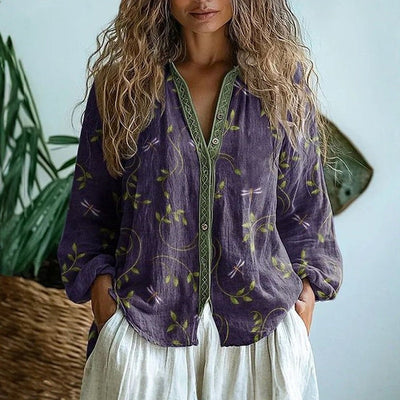 Carol™ - Vintage Blattbluse