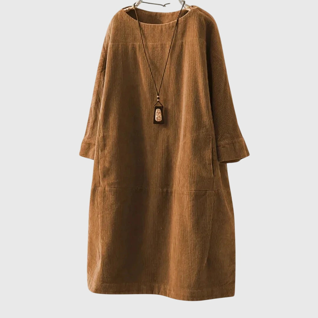 Grace | Lässiges Cord-Midi-Kleid