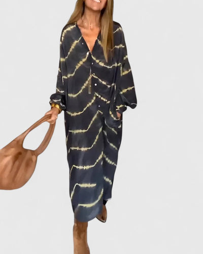 Amelie™ | Elegantes Boho Gestreiftes Maxikleid