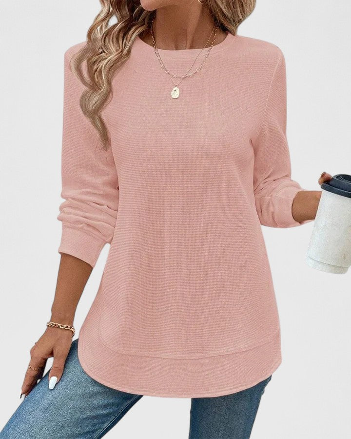 Nadyalyn | Elegantes O-Hals Langarmshirt
