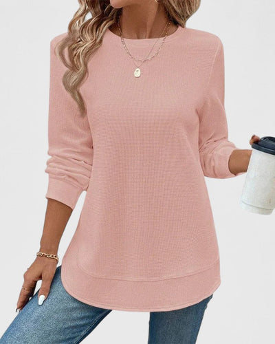 Nadyalyn | Elegantes O-Hals Langarmshirt