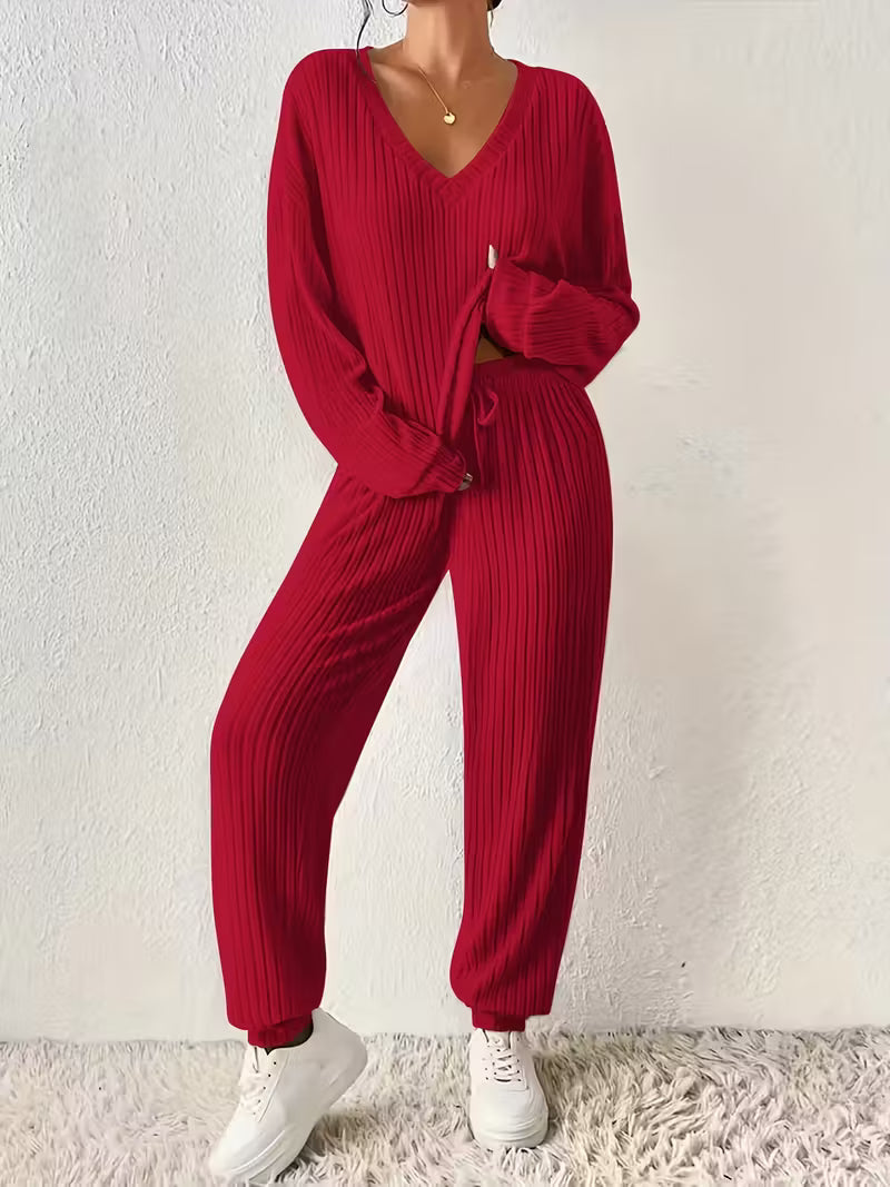 Alena™ - Gemütliches V-Ausschnitt Zweiteiliges Set