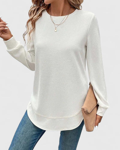 Nadyalyn | Elegantes O-Hals Langarmshirt