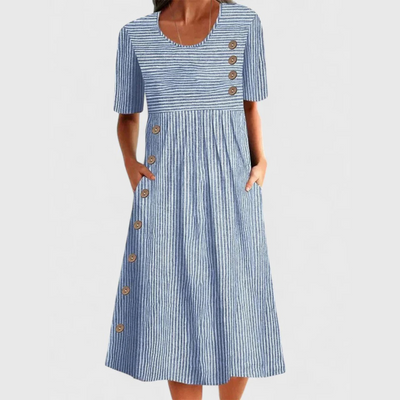 Wanda™ Gestreiftes Midi-Kleid