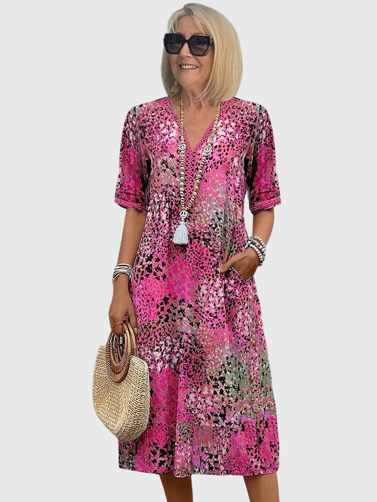 Yvonna™ | Elegantes Blumen-Midi-Kleid