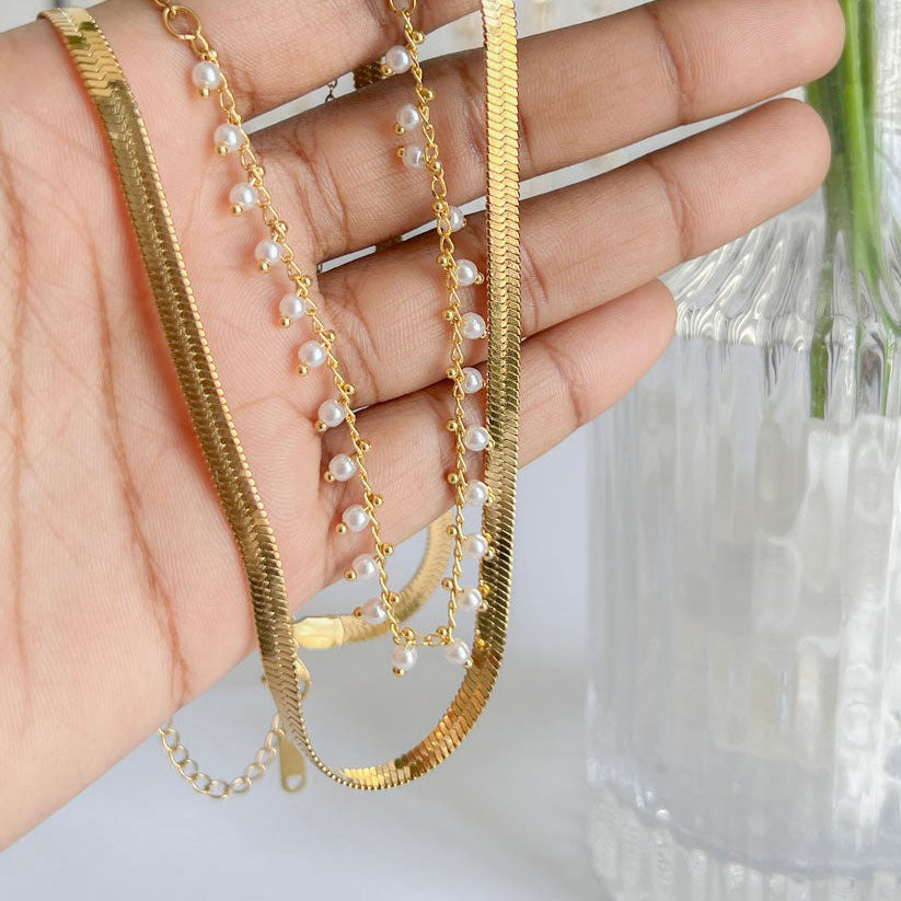 Marizanne | Luxus Schlangen Choker & Perlen Schmuckset 18K Gold