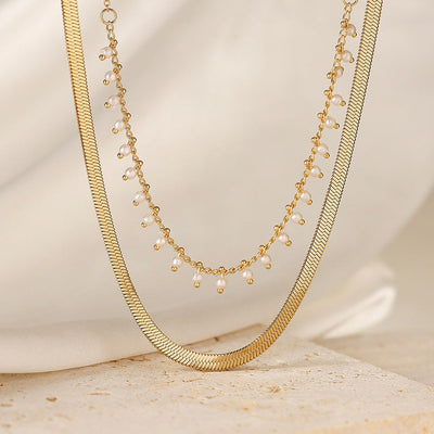 Marizanne | Luxus Schlangen Choker & Perlen Schmuckset 18K Gold