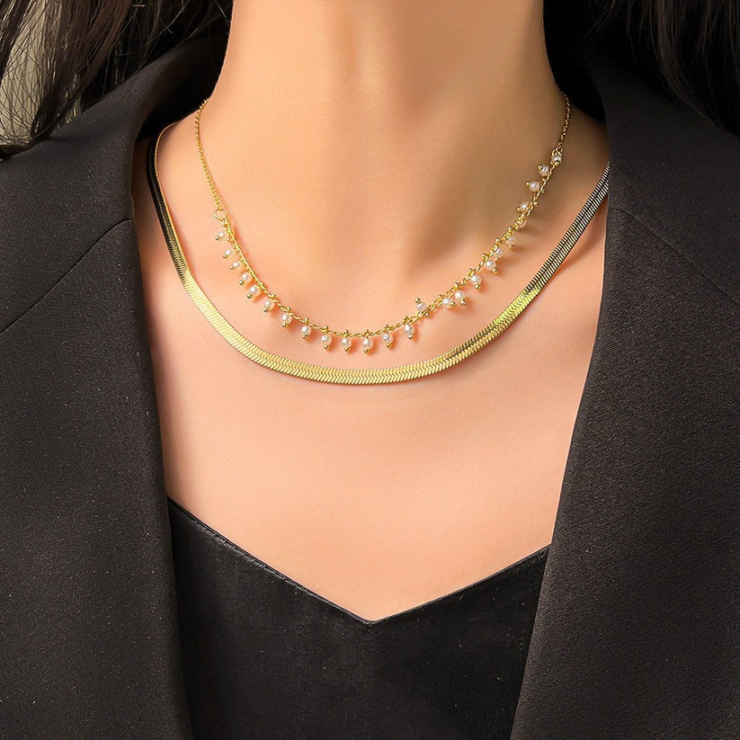 Marizanne | Luxus Schlangen Choker & Perlen Schmuckset 18K Gold