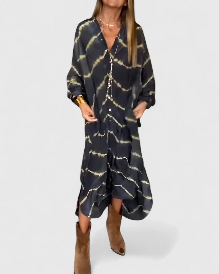 Amelie™ | Elegantes Boho Gestreiftes Maxikleid