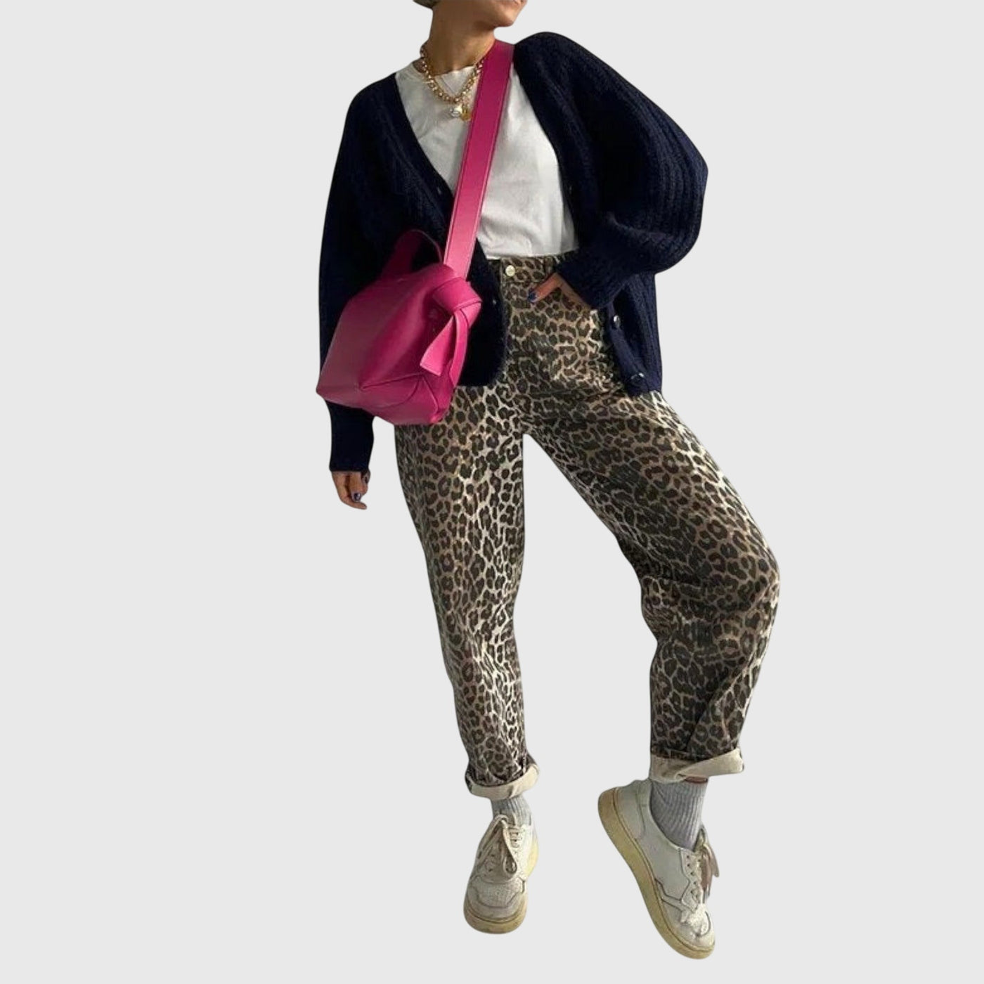 Chandra - Vintage-Jeans mit Leopardenmuster