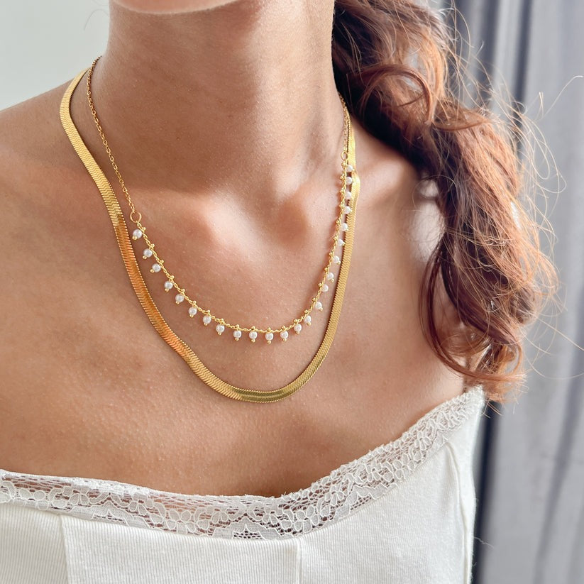 Marizanne | Luxus Schlangen Choker & Perlen Schmuckset 18K Gold