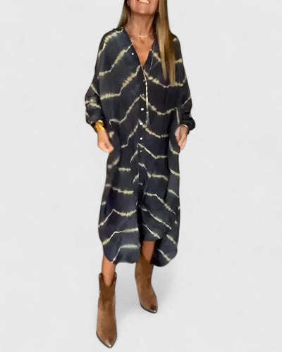 Amelie™ | Elegantes Boho Gestreiftes Maxikleid