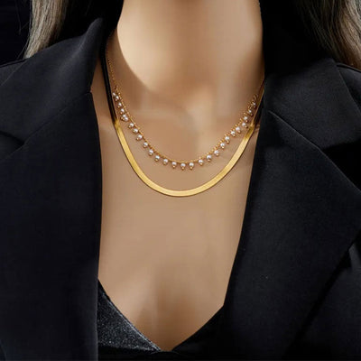 Marizanne | Luxus Schlangen Choker & Perlen Schmuckset 18K Gold