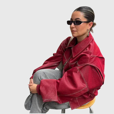 Faye™ - Oversized Lederjacke