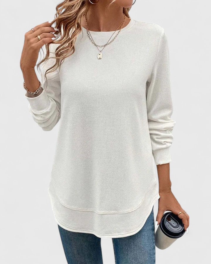 Nadyalyn | Elegantes O-Hals Langarmshirt