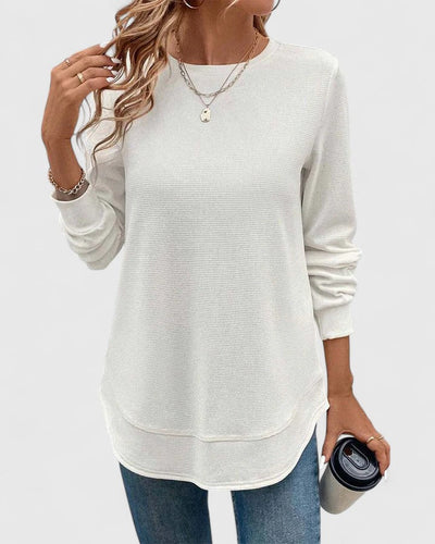 Nadyalyn | Elegantes O-Hals Langarmshirt