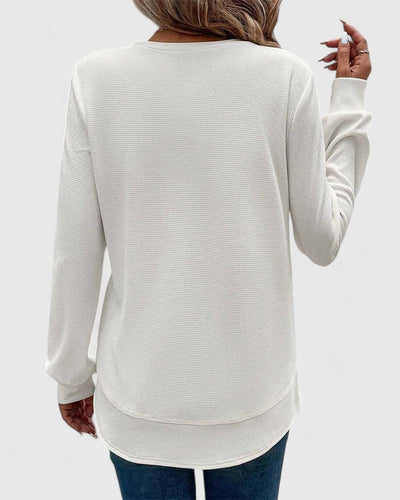 Nadyalyn | Elegantes O-Hals Langarmshirt