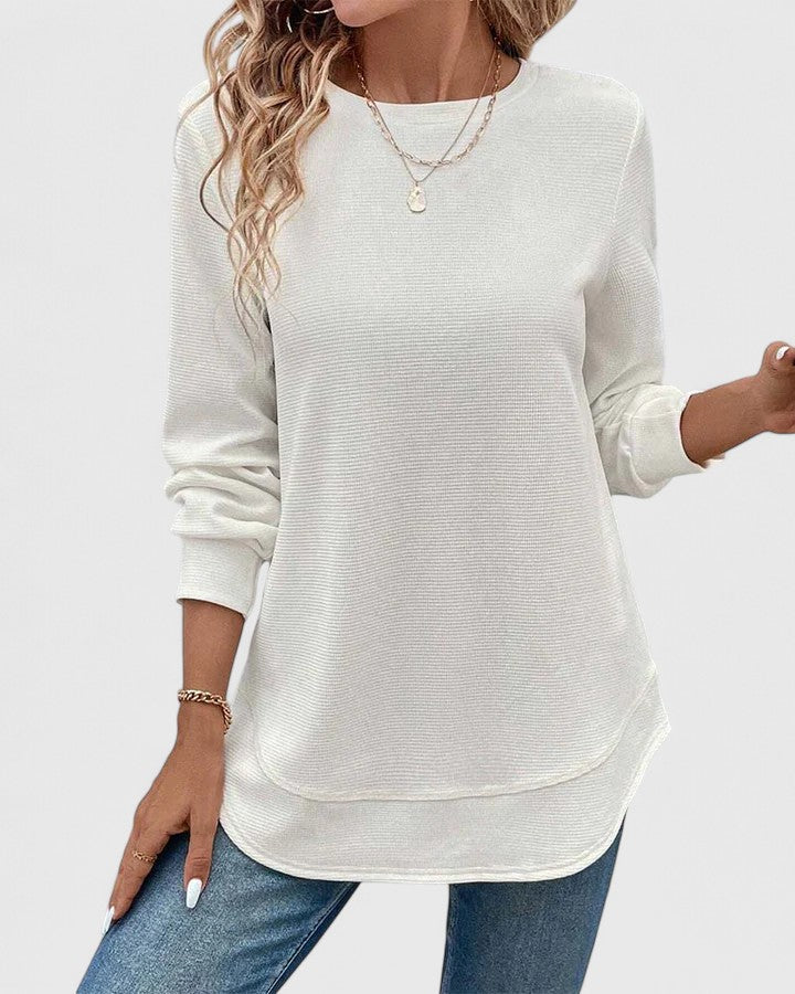 Nadyalyn | Elegantes O-Hals Langarmshirt