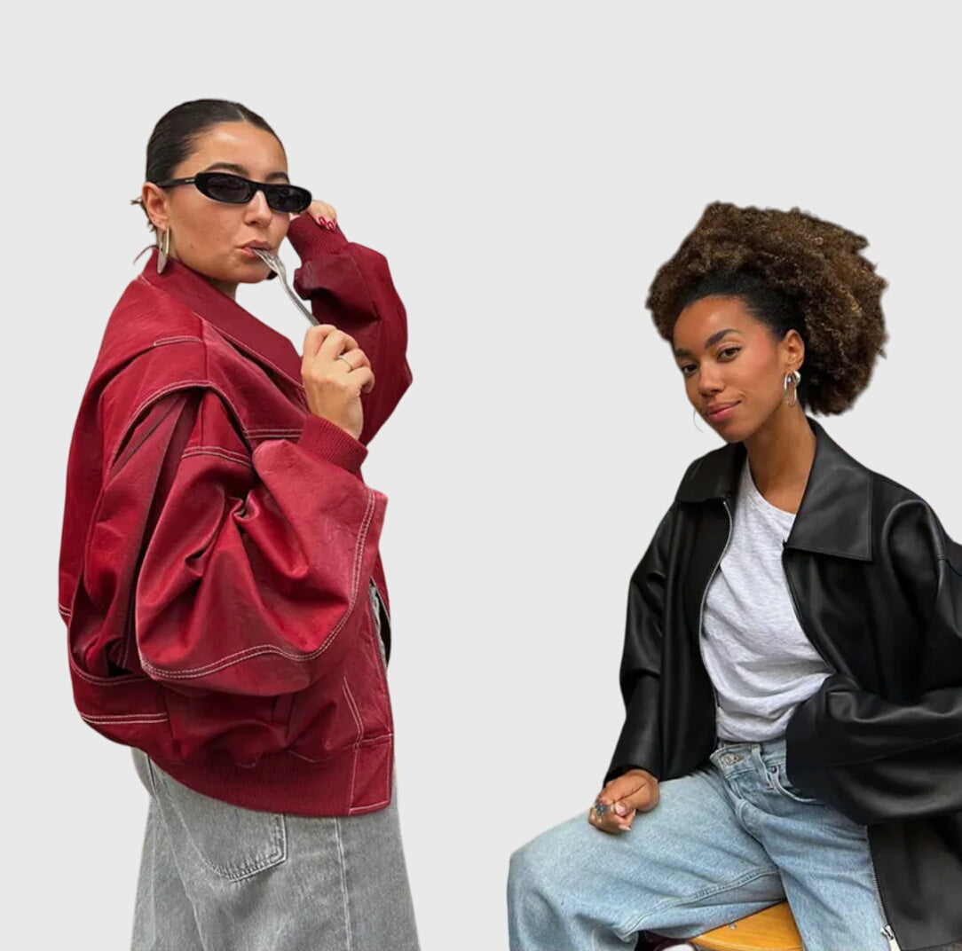 Faye™ - Oversized Lederjacke