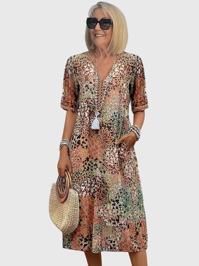 Yvonna™ | Elegantes Blumen-Midi-Kleid
