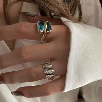 Blauer Zirkon Silberring