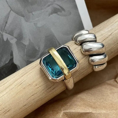 Blauer Zirkon Silberring