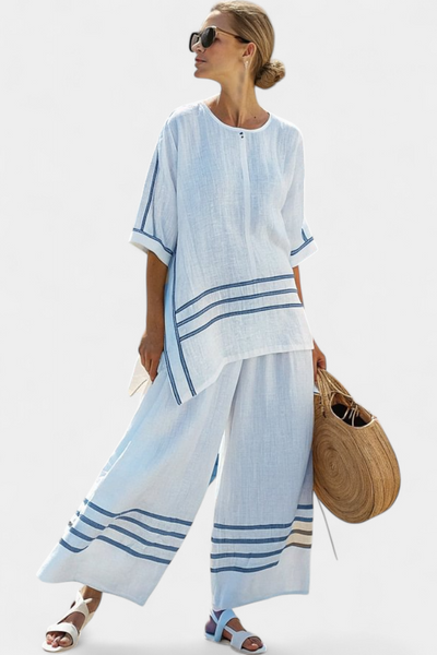 Wynric | Elegantes gestreiftes asymmetrisches Top & auffällige Hose
