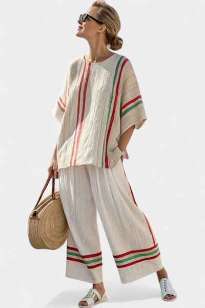 Truvane | Bequeme Boho-Druckbluse & Locker sitzende Hose