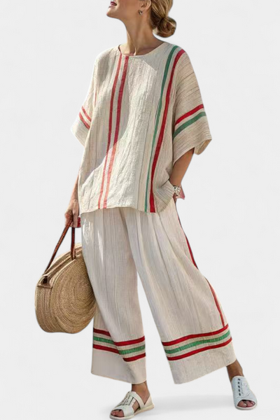 Truvane | Bequeme Boho-Druckbluse & Locker sitzende Hose
