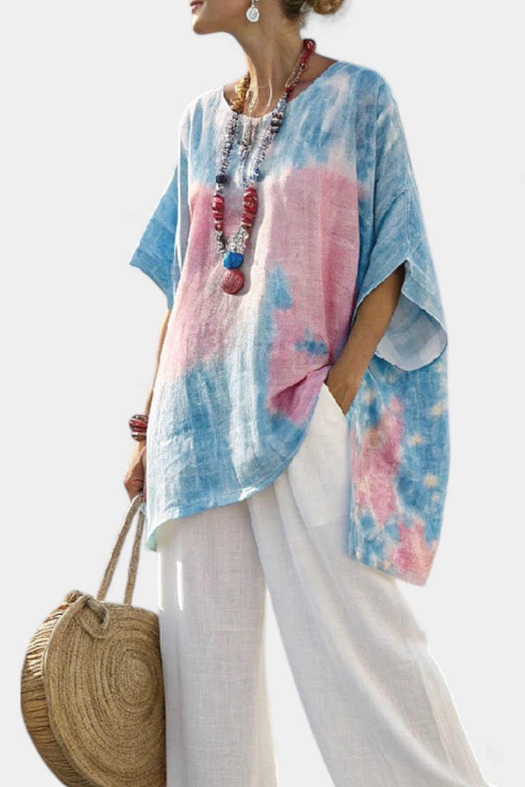 Vantrel | Bequeme, lockere Leinenbluse & gestreifte Bambushose