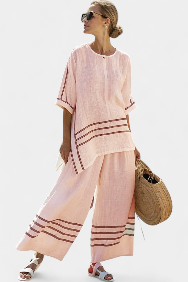 Wynric | Elegantes gestreiftes asymmetrisches Top & auffällige Hose