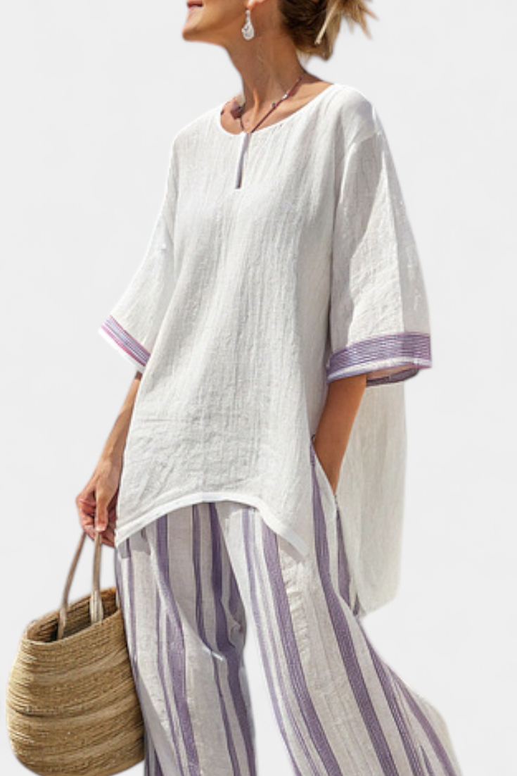 Luxmere | Bequeme, lockere Bluse & gestreifte Bambushose