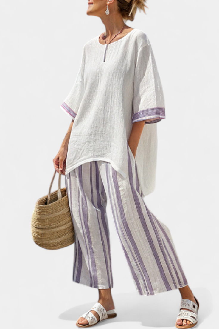 Luxmere | Bequeme, lockere Bluse & gestreifte Bambushose