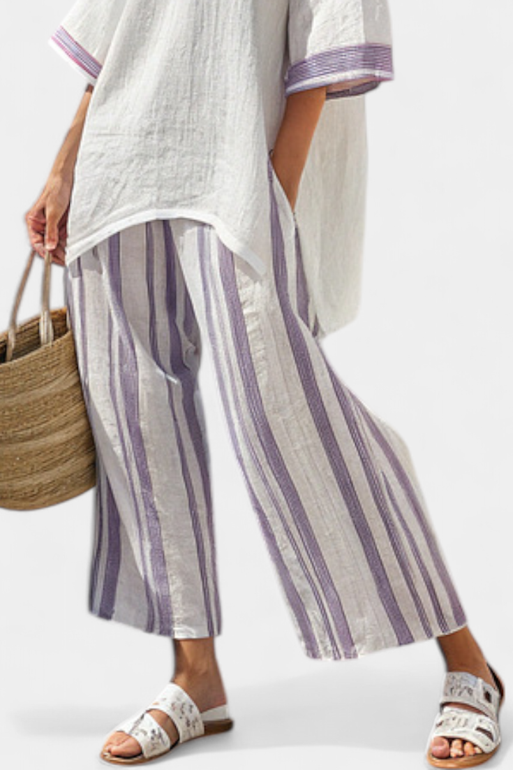 Luxmere | Bequeme, lockere Bluse & gestreifte Bambushose