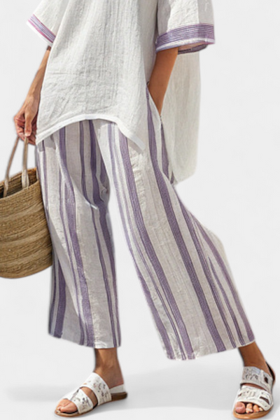 Luxmere | Bequeme, lockere Bluse & gestreifte Bambushose