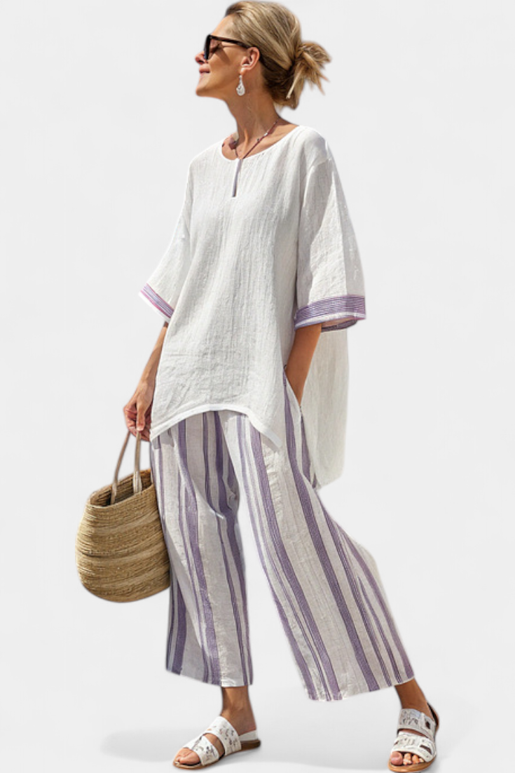 Luxmere | Bequeme, lockere Bluse & gestreifte Bambushose