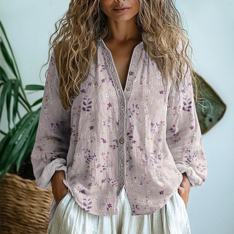 Carol™ - Vintage Blattbluse