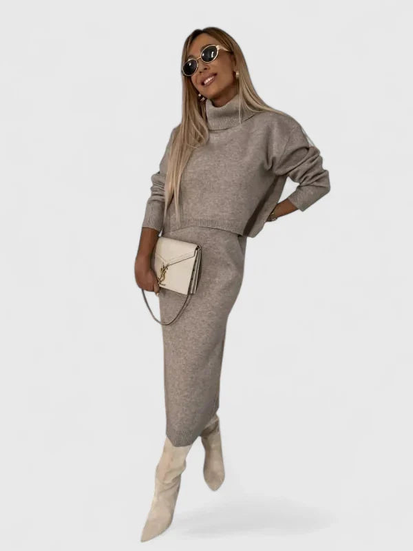 Chrystahl | Elegantes Kleid und Rollkragenpullover Set