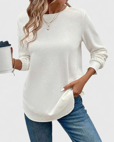 Nadyalyn | Elegantes O-Hals Langarmshirt