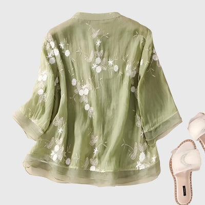Nellie™ | Elegantes Top mit Bestickten Blumen