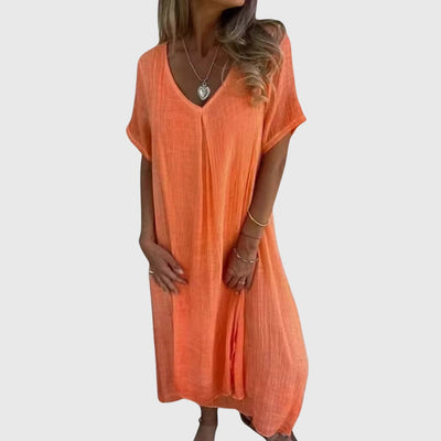 Fiona™ – Elegantes leichtes V-Ausschnitt-Kleid