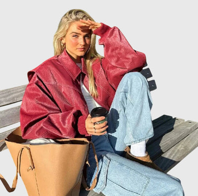 Faye™ - Oversized Lederjacke