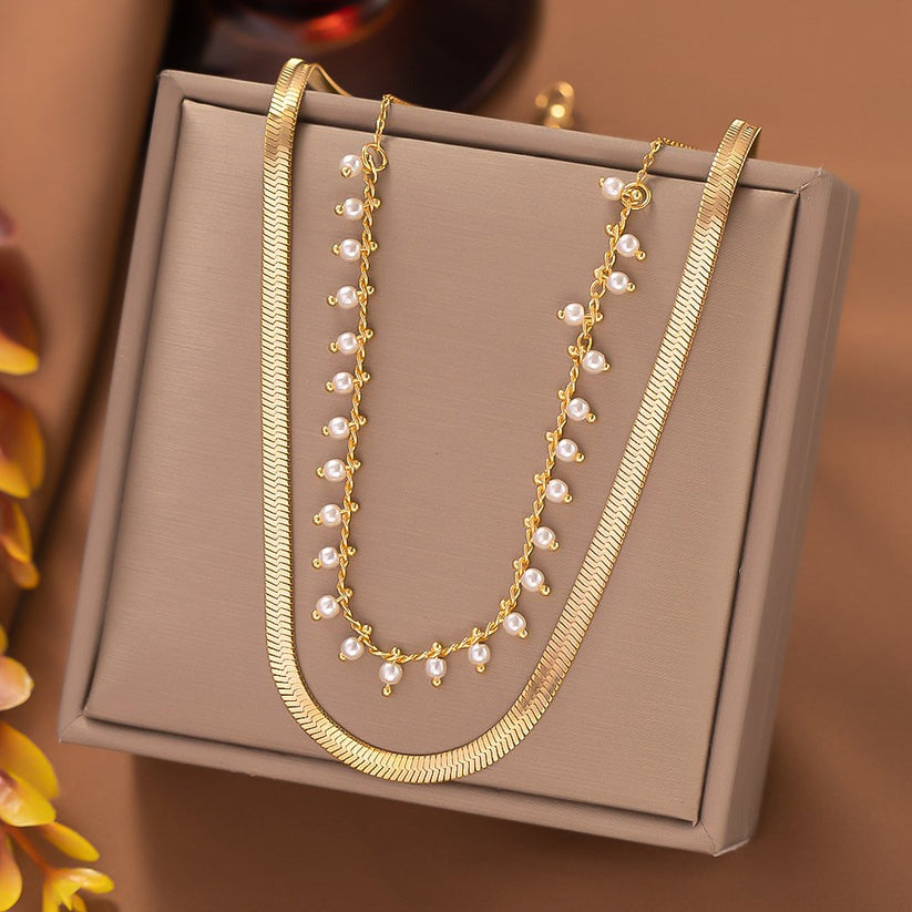 Marizanne | Luxus Schlangen Choker & Perlen Schmuckset 18K Gold