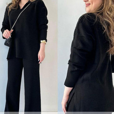 Rosalie - Lässiges Zweiteiler-Set mit V-Ausschnitt und Schlitz